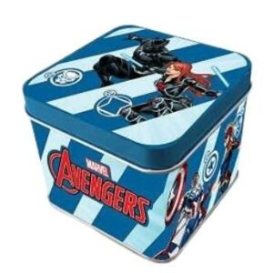 Marvel Avengers mini kovová úložná krabička, 7,5 cm, s Black Panther, Black Widow a Captain America - Úložné boxy a vrecia na hračky