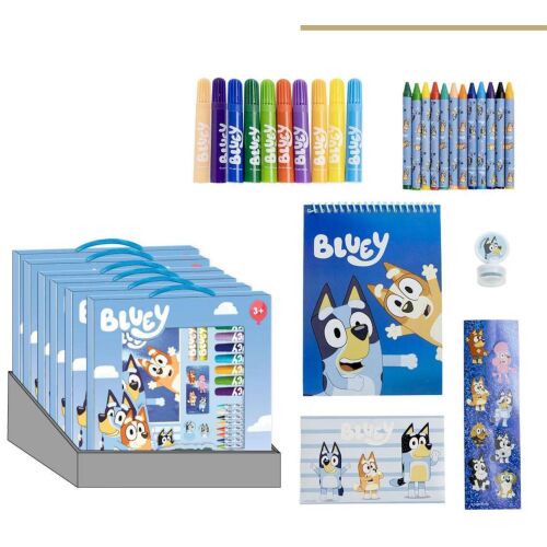 Bluey Zeichenset 26 Teile, Marker, Buntstifte, Malbuch, Stempel, Aufkleber
