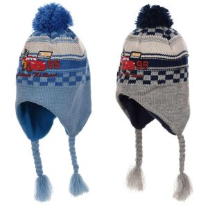 Set căciuli de iarnă Disney Cars, căciuli tricotate cu protecție pentru urechi pentru copii mici, design Fulger McQueen, set de 2 bucăți - Modă și îmbrăcăminte