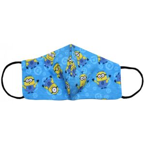 Umývateľná textilná maska na tvár Minions pre deti, modrá s potlačou Minions - Maska na ústa