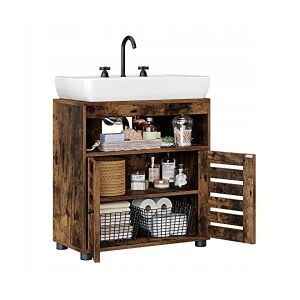 Mosdó alatti fürdőszobai szekrény állítható polccal, rusztikus barna