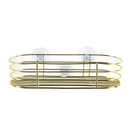 CARL GOLD Fürdőszobai polc, arany színű fém fali tároló tapadókorongokkal