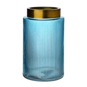 Serenite Üveg Váza 14xH25cm - Modern Elegancia Kék Színben