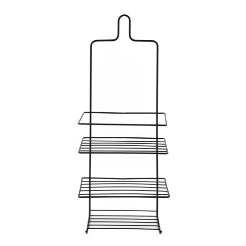 CARL BLACK 3 szintes fürdőszobai polc 2 akasztóval, fekete fém
