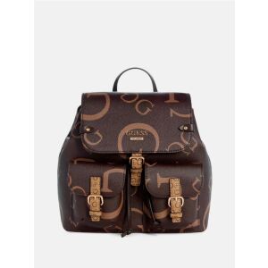 GUESS Iridessa barna hátizsák logó mintával és elülső zsebekkel - Guess
