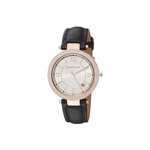 Michael Kors MK2462 női arany óra fekete bőr szíjjal és kristályokkal díszített kerettel - Női óra