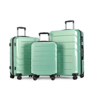 Set kofera BONTOUR Spinner, Puder zeleni set prtljage od 3 komada - Pribor za oblačenje