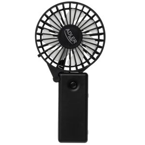 Hordozható kézi ventilátor Adler AD 7336, Összecsukható, 6,5 cm, 46,2 dB, 2xAA, 30 fokos szögben döntött lapát, Fekete