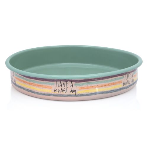 Metalac Divan Dan Emaille Tablett, 4L Runde Serviertablett mit 'Have a beautiful day' Aufschrift, 30 cm