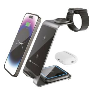 Forcell F-Energy 3in1 Simply Charge indukciós töltő, alumínium, Apple Watch és Samsung Watch kompatibilis, szürke 137452674 - Încărcătoare wireless