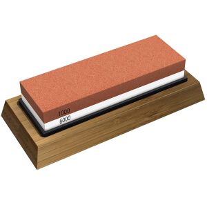 Messerschärfset, LittleDomi, 2 Körnungen 1000/6000, Stein mit Silikonauflage zum Schärfen von Messern durch Schleifen, rutschfeste Bambusauflage, Winkelführung, Schärfen, Finishen, Richten 137453514 - Schleifsteine