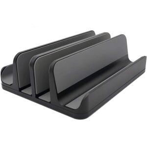 Doppelter vertikaler Ständer mit Neigung, LittleDomi, für Laptop, Telefon, Tablet, verstellbar, Aluminiumschutz, rutschfeste Matte, Schwarz 137453776 - Laptopständer