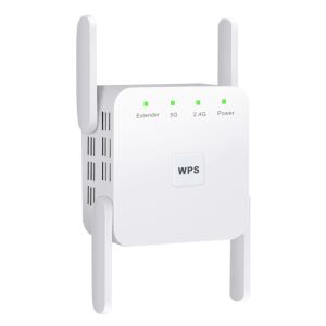 Vezeték nélküli hálózati jelerősítő, LittleDomi, 300Mbps-1200Mbps átvitel, 2.4 GHz-5GHz hálózat, WPA és WPA2 kapcsolat, 4 külső antenna, LAN port, fehér 137453870 - Jelerősítő