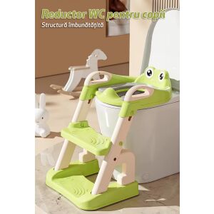 LittleDomi zöld gyerek WC szűkítő létrával a WC-n - WC szűkítő