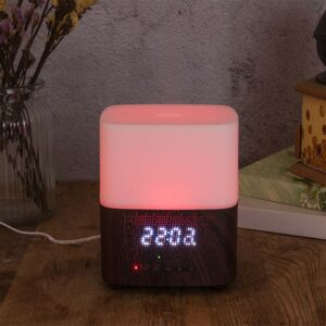 Aromaterápiás diffúzor, ultrahangos, órával és bluetooth-tal, 300ml, párásító, sötét tölgyfa 137454091 - Takarítás