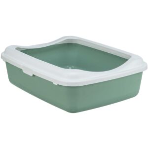Macska Alomtálca Classic, Peremes, 37 × 15 × 48 cm, Zsálya zöld/Fehér 137456637 - Macska alomtálca