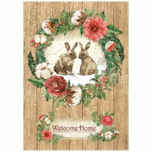 A4 rizspapír csom. - Romantic Home for the holidays welcome home bunnies