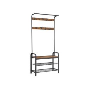 VASAGLE Industrial Előszobai Állvány Ruhaakasztóval és Cipőspolccal 137458001 - Előszoba garnitúra