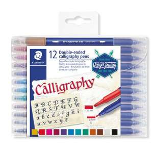Staedtler Calligraphy Duo 12-piece set of double-ended calligraphy pens, 2.0/3.5 mm, assorted colors - Marker