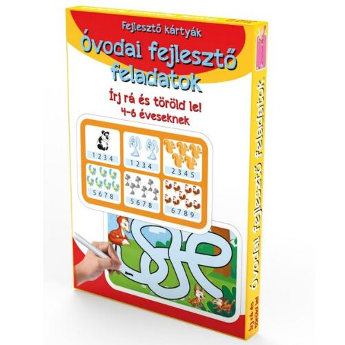Törölhető fejlesztő kártyák óvodásoknak, számok felismerésével, számolással és labirintus feladatokkal