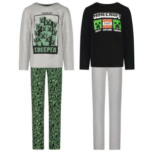Minecraft Creeper és TNT gyerek hosszú ujjú pizsama szett, 6-12 éves méretek - Gyerek pizsama, hálóing