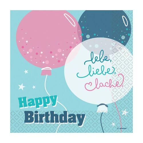 Happy Birthday Lebe, Liebe, Lache szalvéta 16 db-os 33x33 cm 137517757