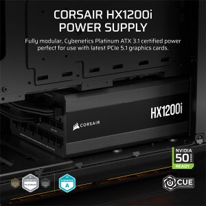 Corsair HX1200i 1200W 80+ Platinum Moduláris Tápegység 140570297 - Corsair