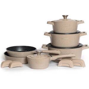 Royalty Line RL-OS1014 14 részes edénykészlet, bézs márvány bevonat - Edénykészlet