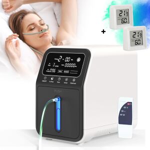 D&K AST-806 hordozható oxigénkoncentrátor, kapacitás 1-9L/perc, aeroszol/porlasztó funkció, porlasztó, állítható koncentráció, oxigéntisztaság 93-3%, CE / ROHS tanúsítvány, fehér