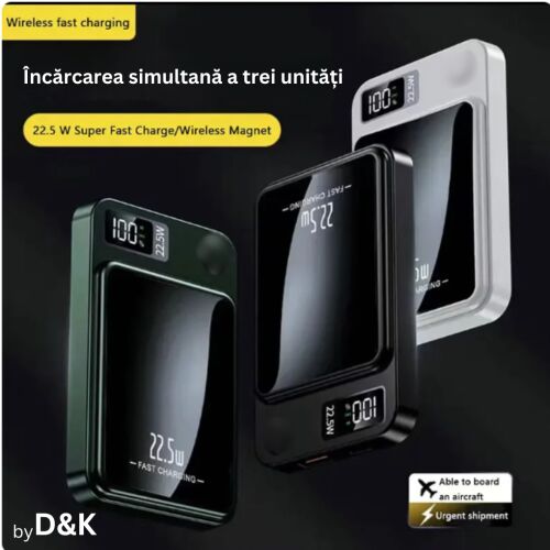 D&K 10000mAh MagSafe Vezeték Nélküli Külső Akkumulátor iPhone-hoz és AirPods-hoz