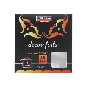 Pentart Dekorfólia ezüst 14 x 14 cm, 5 db/csomag