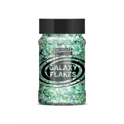 Pentart Galaxy Flakes 100ml - Föld zöld irizáló pelyhek kézműves és dekorációs célokra - Dekor glitter és flitter
