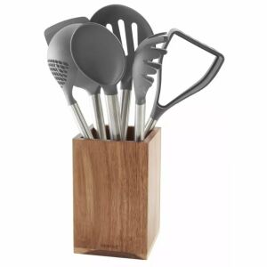 Set ustensile de bucatarie cu suport din salcam, 7 piese Kinghoff KH1325 140688418 - Kinghoff Seturi de ustensile de bucătărie