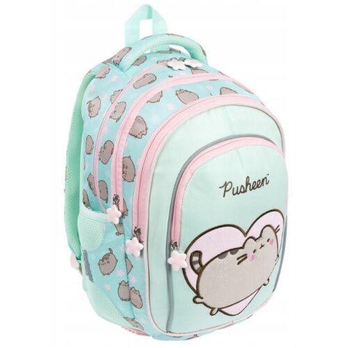 Pusheen mentazöld hátizsák lányoknak, aranyos macska mintával - Iskolatáska