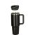 Termikus 1200ml black thermal mug with handle and straw, lid removed