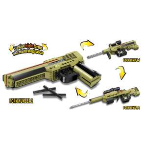 Stavebná hračka QMAN 4802, 3 v 1, postav pištoľ, guľomet alebo pušku s puškohľadom, 202 dielov, obsahuje 3 náboje - QMAN