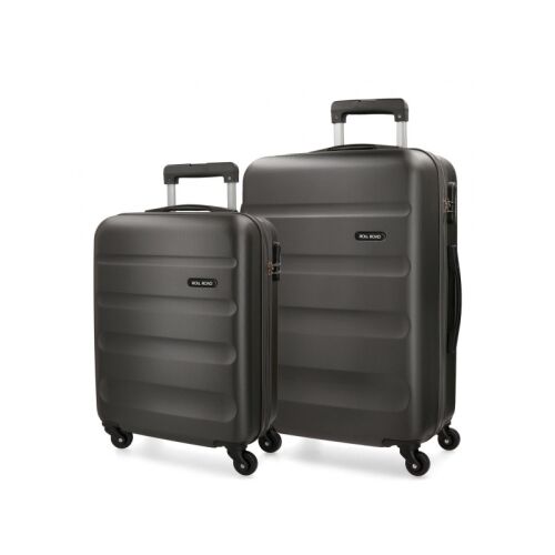 ROLL ROAD Flex Antracita ABS bőrönd szett, 55-65cm, elölnézet - Bőrönd