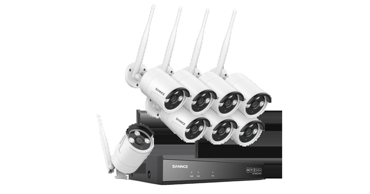 Sannce 5MP WiFi Biztonsági Kamera Rendszer - 8CH NVR, 8 Kamera, 30m ...