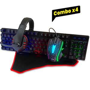 Gamer játék csomag kiegészítőkkel - 4 részes készlet: billentyűzet, egér, egérpad, fejhallgató - Keyboard