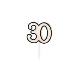 PartyDeco születésnapi gyertya, elegáns, 30