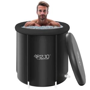 Cadă portabilă pentru baie cu gheață 4FIZJO pentru înot în apă rece și regenerare, cu o persoană care o folosește - Jacuzzi-uri gonflabile