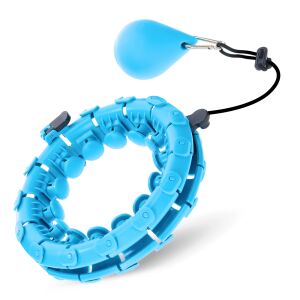 Hula hop albastru cu greutate și noduli de masaj 4FIZJO pentru fitness - Cercuri Hula hoops