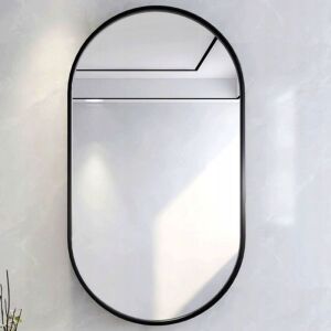 Veľké oválne priemyselné zrkadlo s čiernym rámom - Nábytok