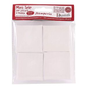 Stamperia Mini Pânză 5x5cm, pachet de 4, pânză de bumbac întinsă pentru pictură - Obiect decorabil
