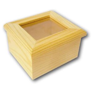 Cutie din lemn cu capac din plastic, 7,5 x 7 x 4,7 cm - Obiect decorabil