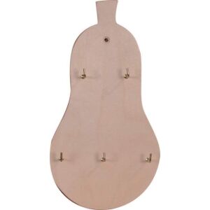 Suport de chei din lemn în formă de pară cu cârlige - Obiect decorabil