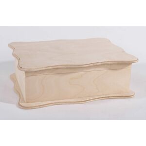 Fadoboz cutie din lemn cu capac ondulat, 28 x 21 x 9 cm, cutie artizanală din lemn nefinisată - Obiect decorabil