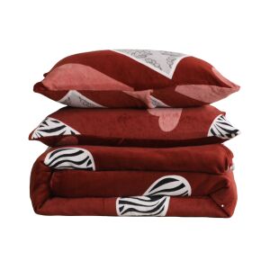 Sunlower Flanel Piros-Fehér Szív Mintás Ágyneműhuzat Garnitúra - Összehajtva - Ágynemű - ifjúsági és felnőtt