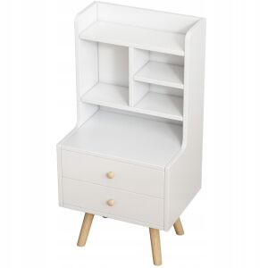 Szafka nocna w stylu skandynawskim z dwiema szufladami i pu00f3u0142kami, biau0142a - Szafka nocna