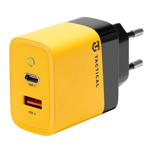 Tactical Microgrid GaN 45W Жълто Зарядно с USB-C и USB-A портове